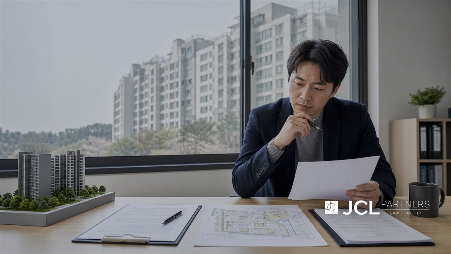 재건축 투자 전 조합원 지위와 입주권 관련 서류를 확인하는 모습